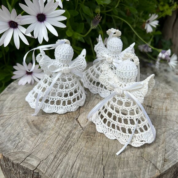 Three Vintage Crochet Angel Tree Topper - Picture 4 of 8